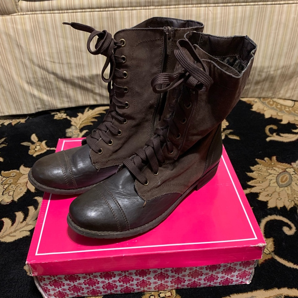 Wanted Brand, brown lace up combat boots